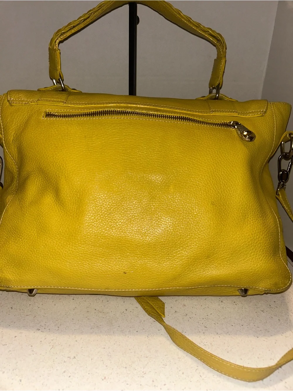 Pulicati Yellow Leather Satchel Handbag